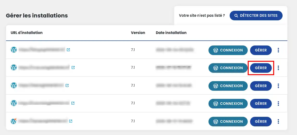 Comment cr&eacute;er et importer une sauvegarde WordPress sur le WPManager