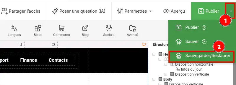 Comment restaurer la version en ligne de votre site SiteBuilder Pro