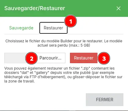Comment restaurer la version en ligne de votre site SiteBuilder Pro