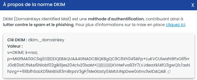 Comment ajouter un champ DKIM sur un nom de domaine