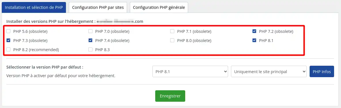 Comment configurer PHP sur mon hébergement ?