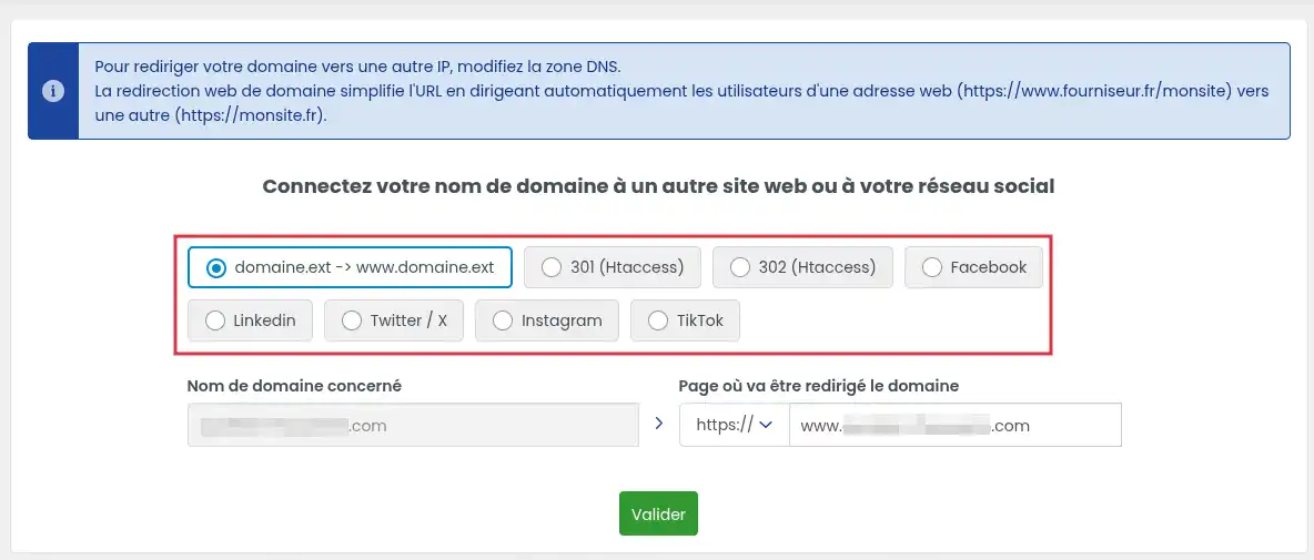 Redirecting a domain name to another web address