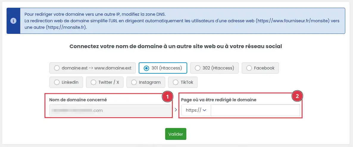 Redirecting a domain name to another web address