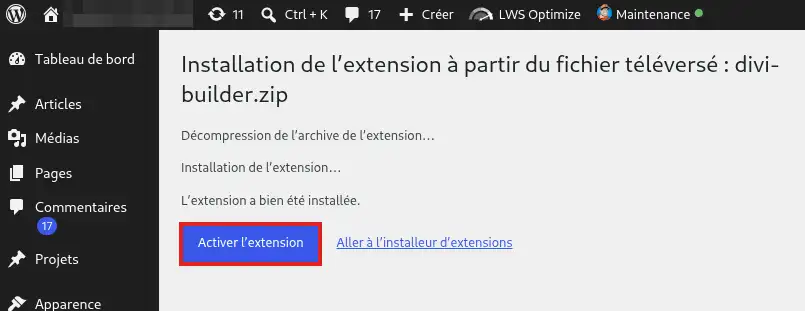 Comment installer le plugin Divi Builder ?