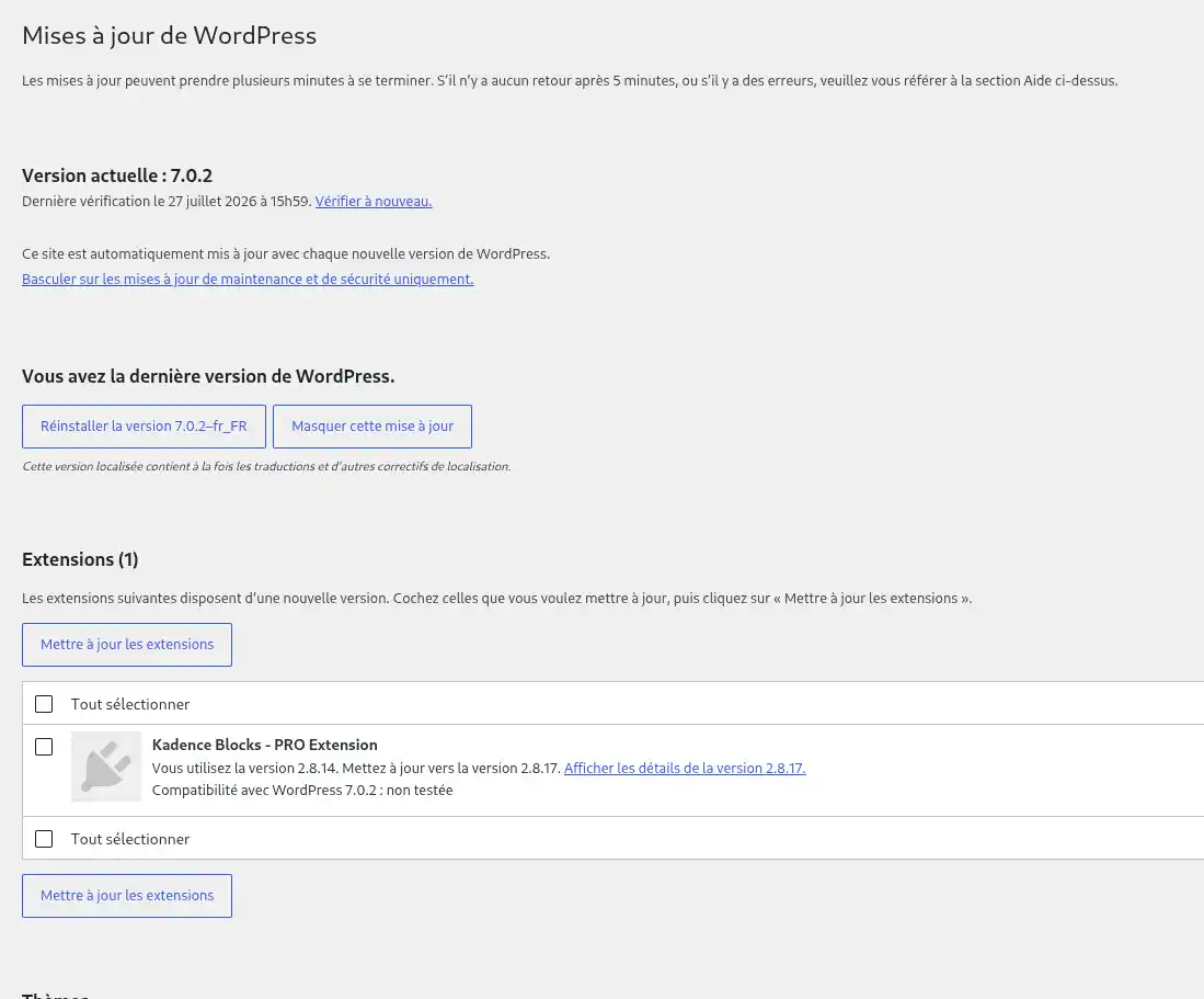 Comment effectuer une mise &agrave; jour de Wordpress vers la derni&egrave;re version ?