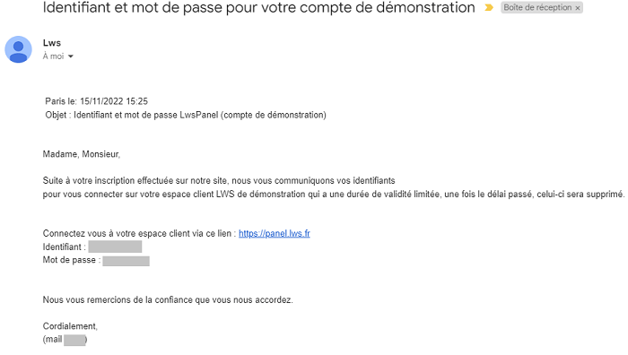 Peut-on b&eacute;n&eacute;ficier d'un h&eacute;bergement de d&eacute;monstration chez LWS ?