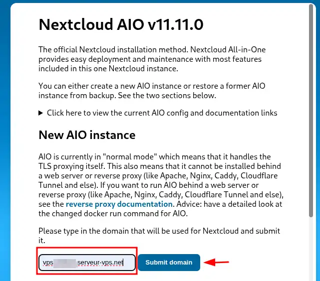 Click to display the original image How to use the Nextcloud AIO KVM template