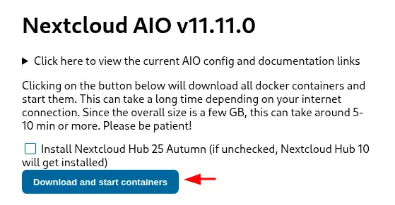 Click to display the original image How to use the Nextcloud AIO KVM template