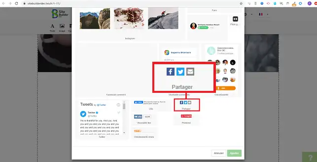 Comment insérer un bouton de partage social sur SiteBuilder Pro?