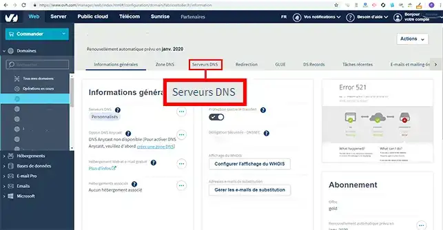 Comment changer les serveurs DNS d'un domaine chez OVH ?