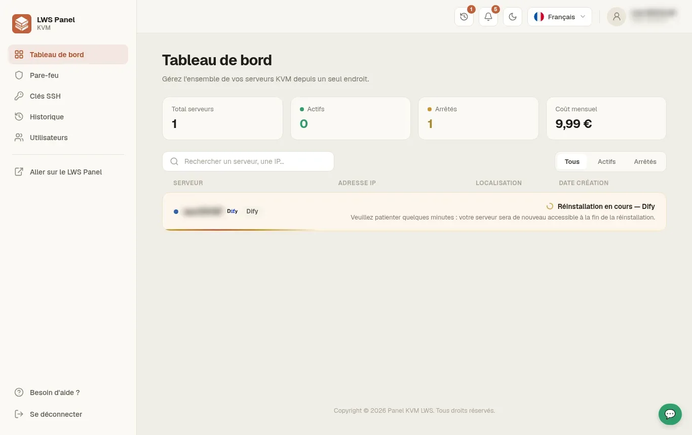 Comment installer Dify sur un VPS KVM