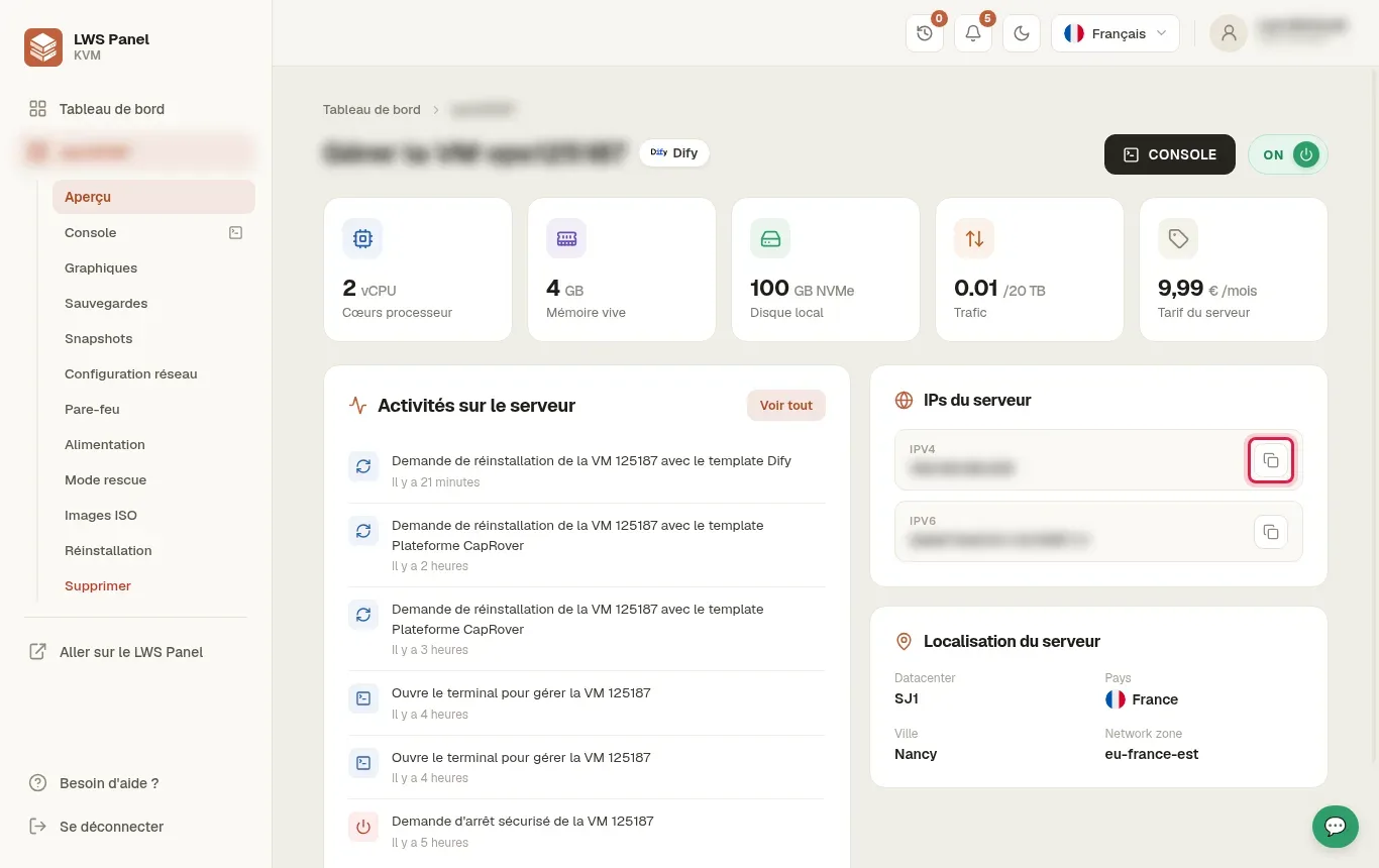 Comment installer Dify sur un VPS KVM
