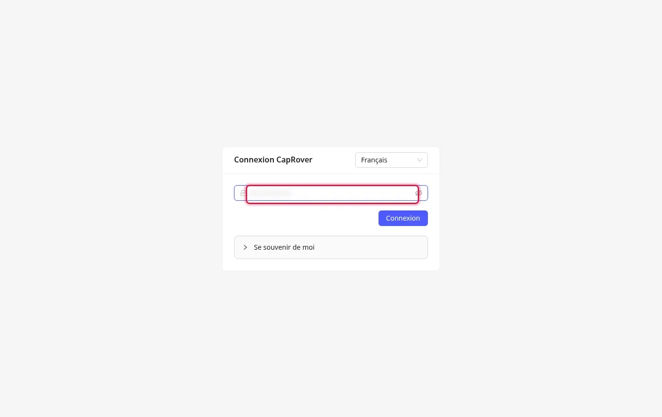 Comment r&eacute;initialiser le mot de passe de CapRover