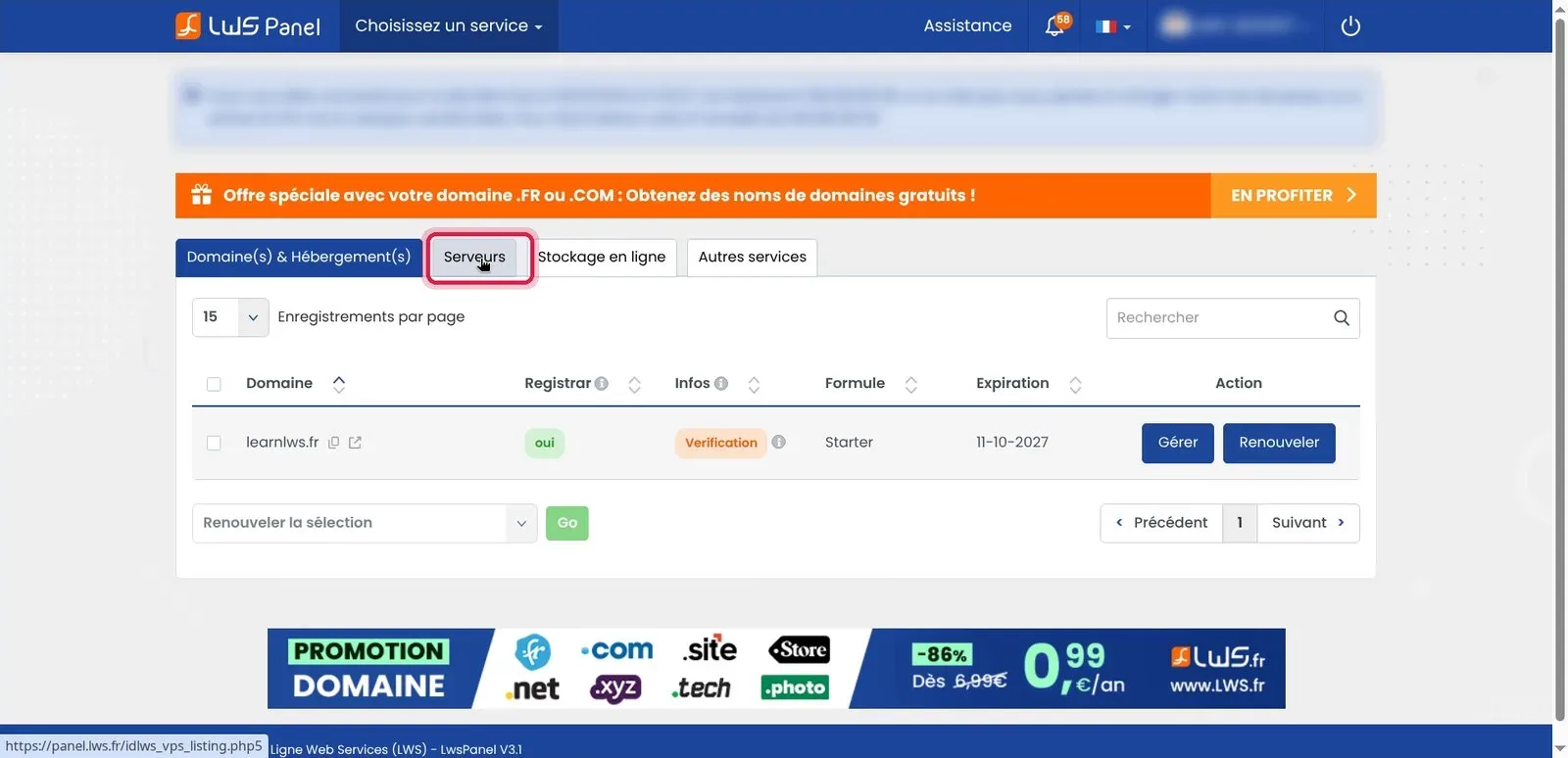 Click to display the original image Comment consulter l'état et les ressources de son VPS LWS