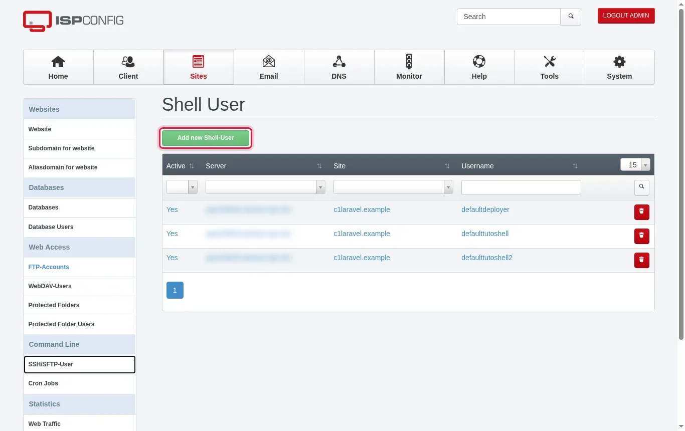 Cr&eacute;er un utilisateur SSH dans ISPConfig et s'y connecter