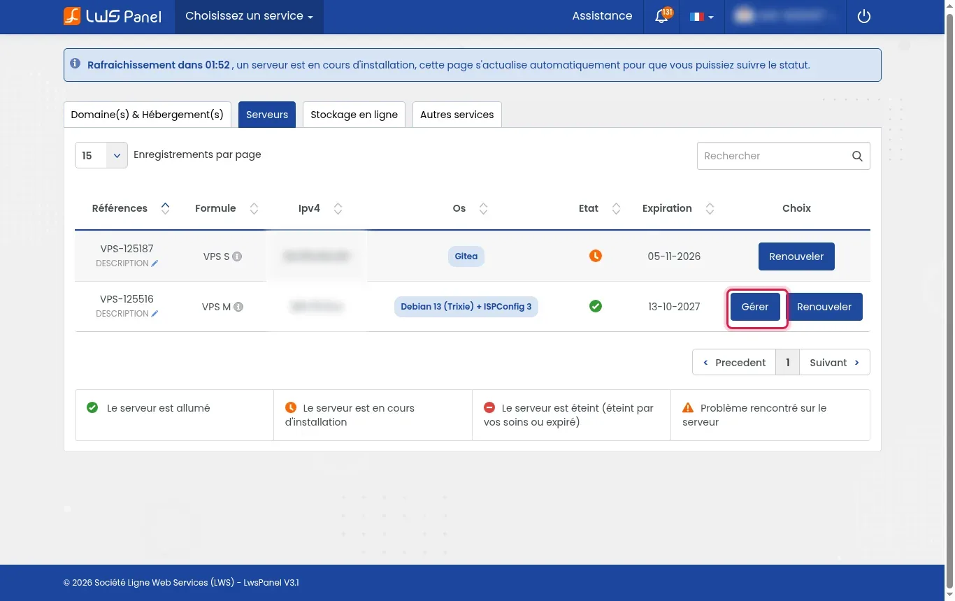 Cr&eacute;er un utilisateur SSH dans ISPConfig et s'y connecter