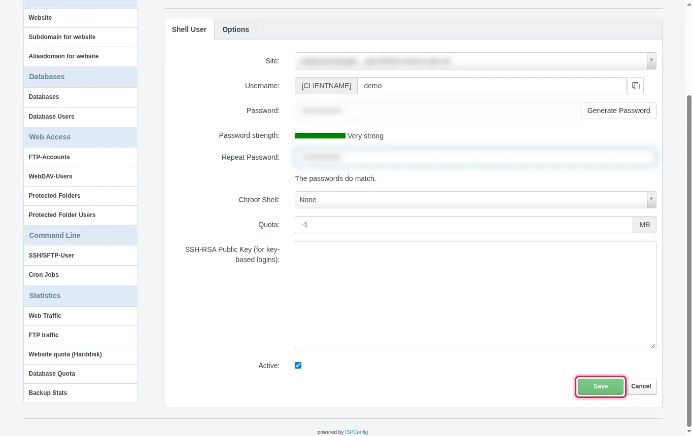 Cr&eacute;er un utilisateur SSH dans ISPConfig et s'y connecter
