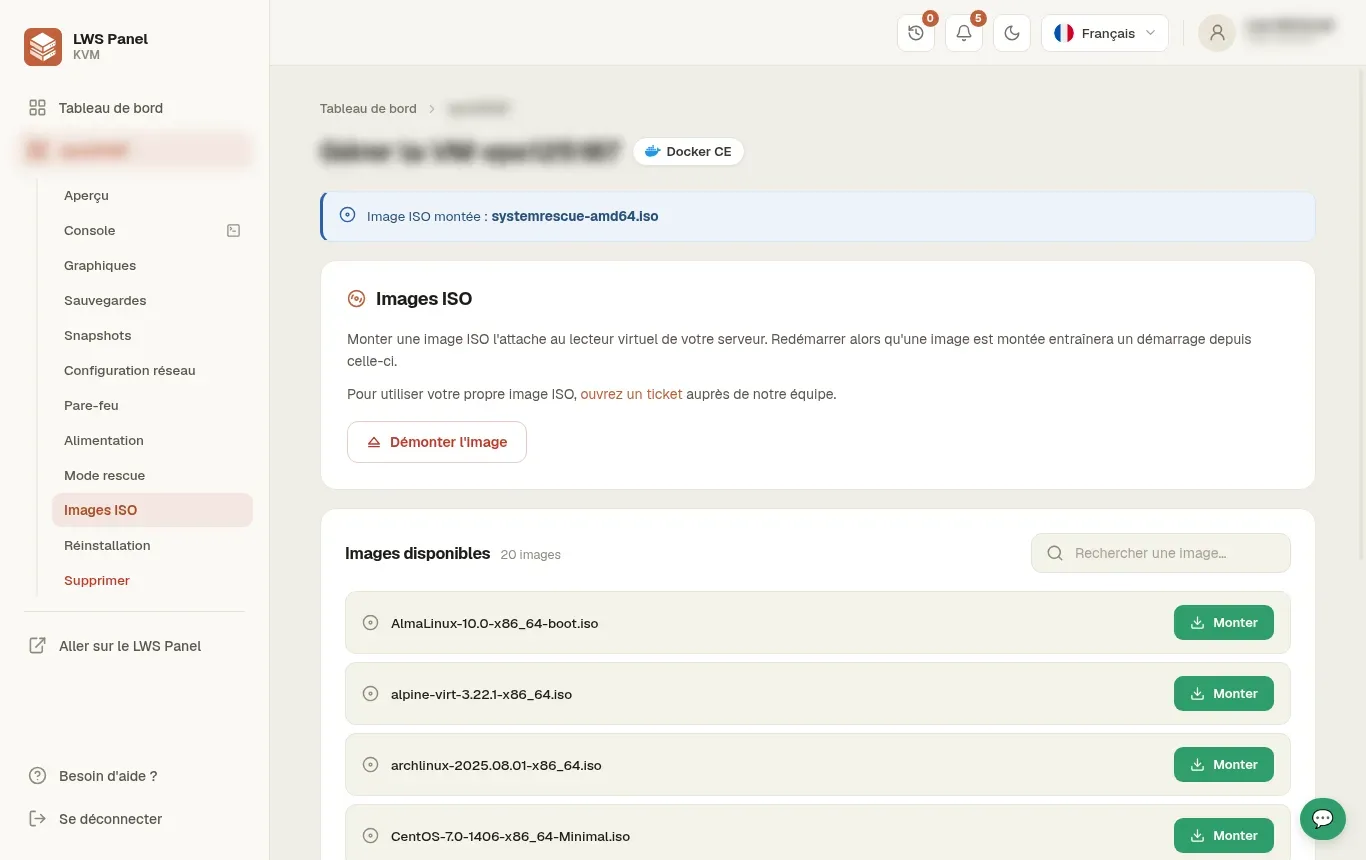 D&eacute;marrer un VPS KVM sur un ISO d&eacute;j&agrave; mont&eacute;