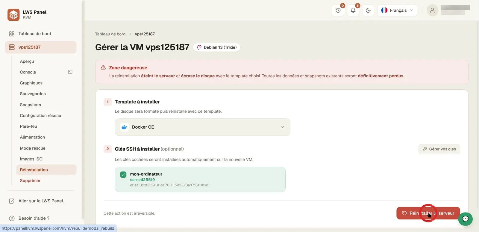 Comment installer Docker sur son VPS LWS avec le template Docker CE