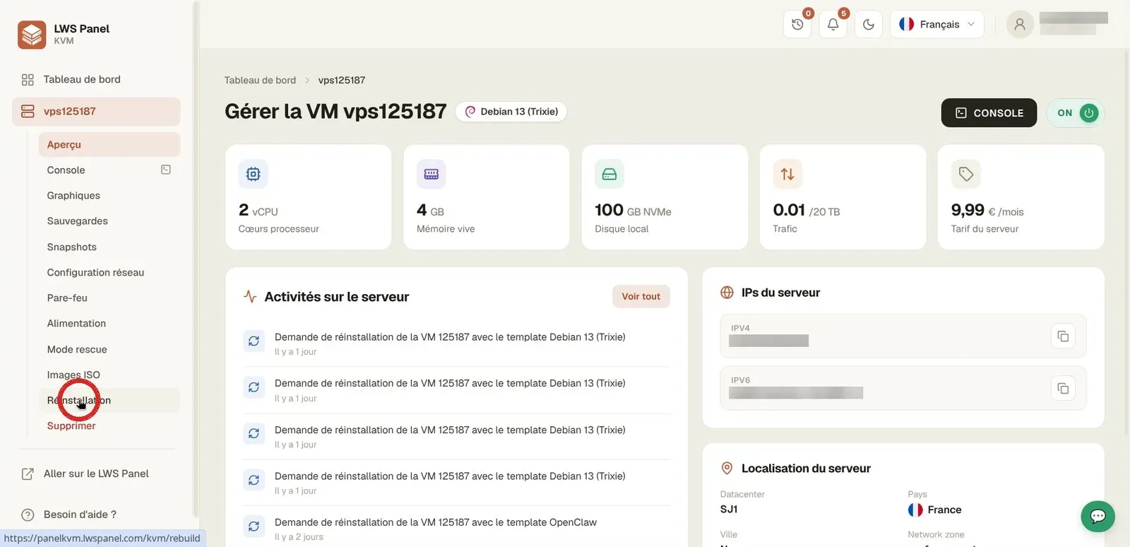 Comment installer Docker sur son VPS LWS avec le template Docker CE