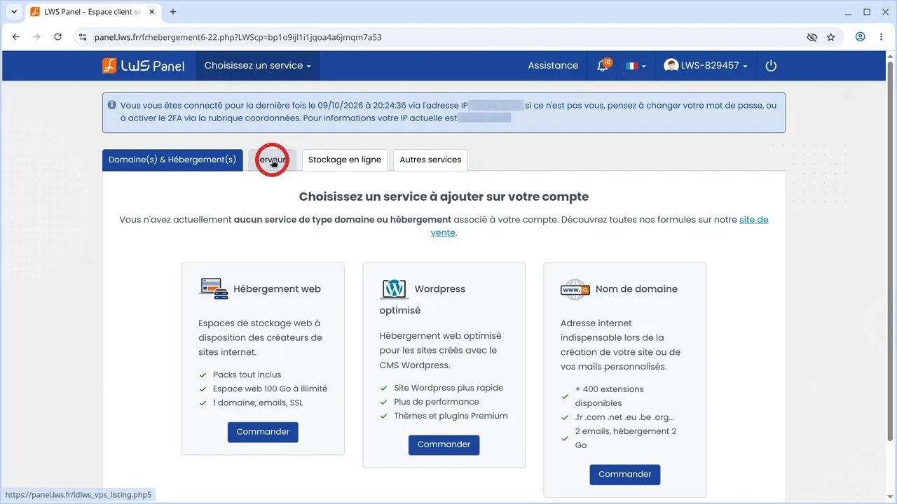 Comment r&eacute;installer son VPS avec OpenClaw depuis l'espace client LWS