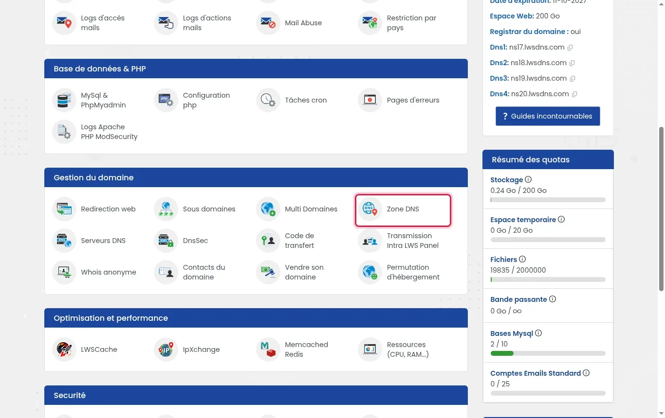 Retrouver l'adresse IP de mon h&eacute;bergement ou VPS LWS