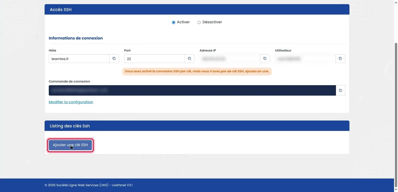 Comment se connecter en SSH &agrave; son h&eacute;bergement web LWS