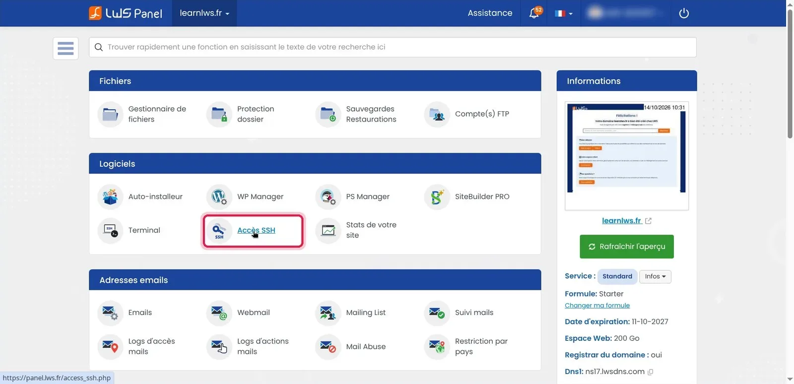 Comment se connecter en SSH &agrave; son h&eacute;bergement web LWS